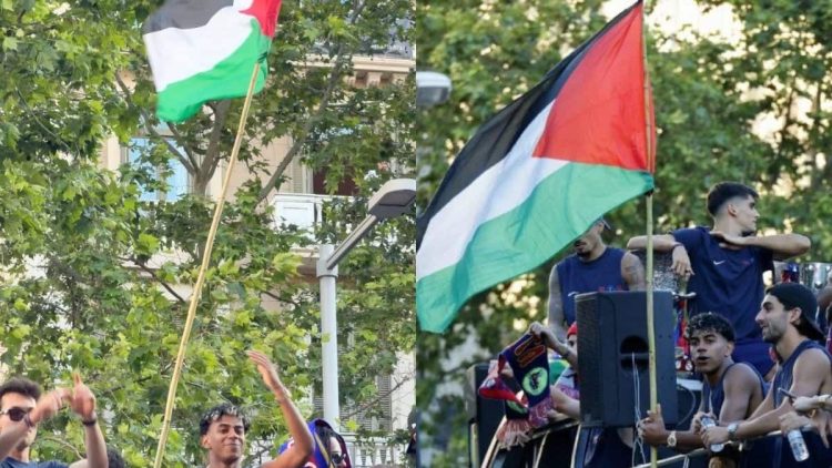 Football : Lamine Yamal brandissant le drapeau palestinien